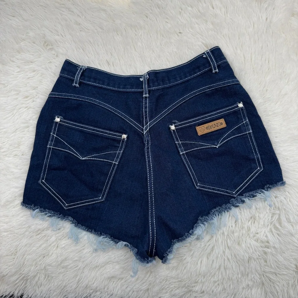Vintage Gitano Denim Hot Shorts Frayed Hem High Waist 90s Y2K Size 25 Jorts